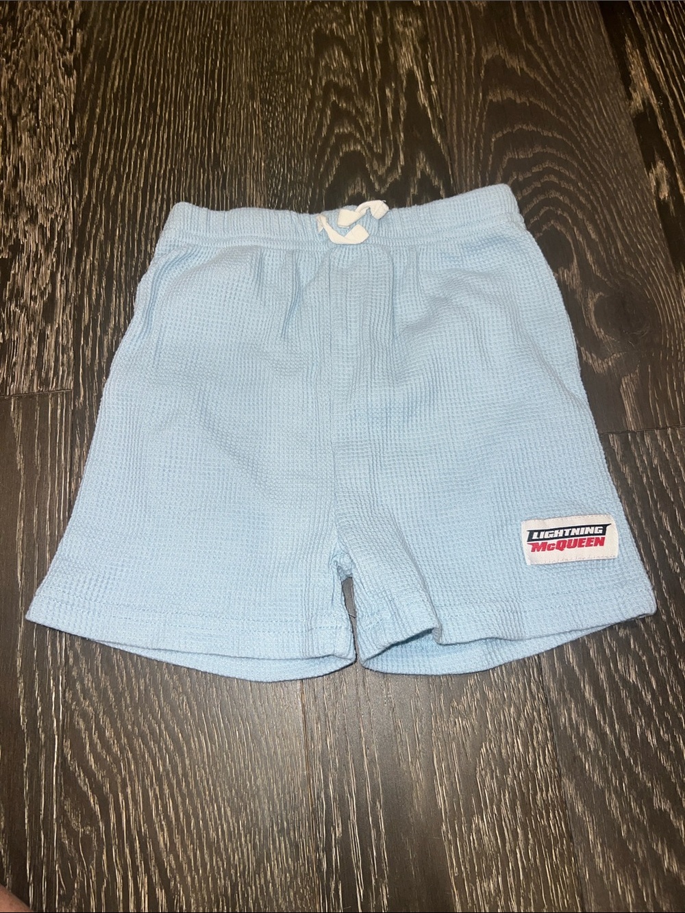 Light Blue Kids Waffle Knit Lightning McQueen Shorts